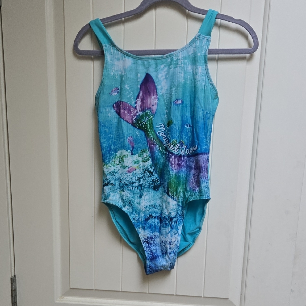 George XL 14 - 16 Girls Blue Turquoise Mermaid One-Piece Swimsuit